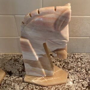 vintage marble zebra horse book end
